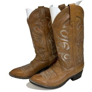 Vintage Dan Post Western Boots Men's‎ 9D Light Brown Leather